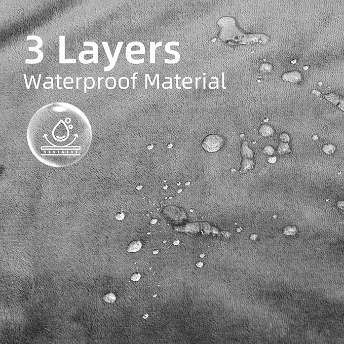 Waterproof Dog Blanket for Couch,Pee Proof Pet Blanket with 3-Layer Protection,Reversible Sherpa & Flannel Furniture Protector for Sofa Bed Car,Gifts for Cat Dog Lovers Christmas,60"x80",Grey