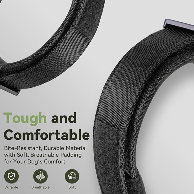 2025 Upgrade Waterproof AirTag Dog Collar, Military Tactical Dog Collar with AirTag Holder, Comfortable Control Handle and Metal Buckle, GPS Dog Collar Holder for Medium to Large Dogs (Black, M)