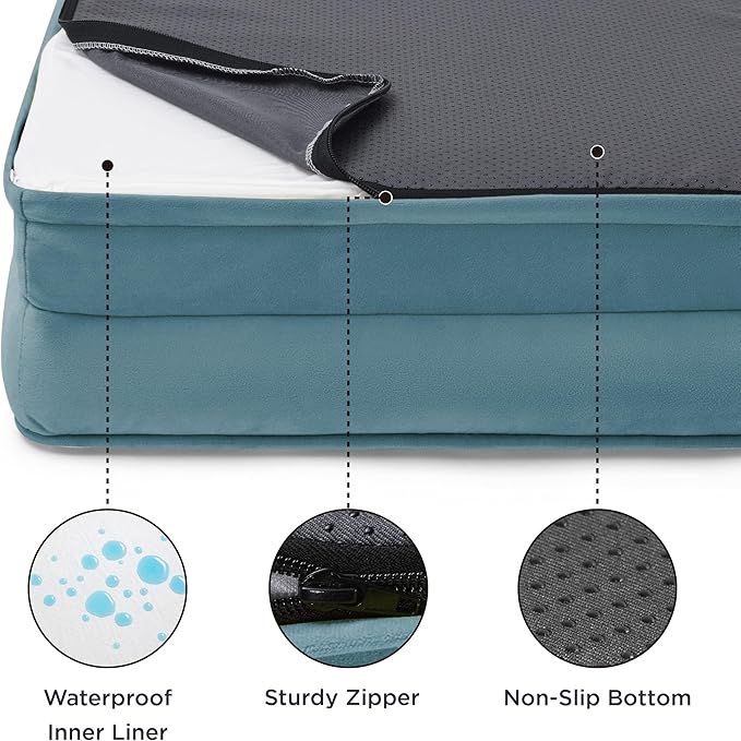 Bedsure XL Orthopedic Dog Bed for Extra Large Dogs - Washable XLarge Dog Cat Bed Waterproof, Comfort Dogs Couch Sofa with Washable Removable Cover, Pet Bed with Nonskid Bottom, Dune Haze Blue, 42"