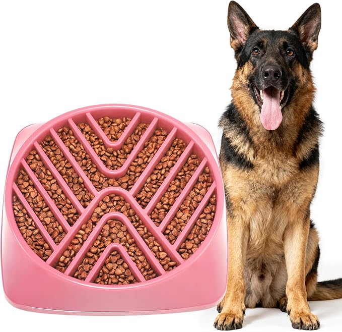 KASBAH Slow Feeder Dog Bowls Large Breed, Holds 5 Cups Wet or Dry Food for Large and Medium Dogs,Puzzle Maze for Fast Eaters,Square Base,Non-Slip, Made Without BPA,Helps Prevent Bloat & Aid Digestion