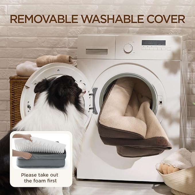 Bedsure Self Warming Orthopedic Dogs Bed for Small Dogs - Washable Small Dog Bed Waterproof, Comfort Pet Couch with Removable Cover, Pets Sofa with Nonskid Bottom, Brown, Non-Electric