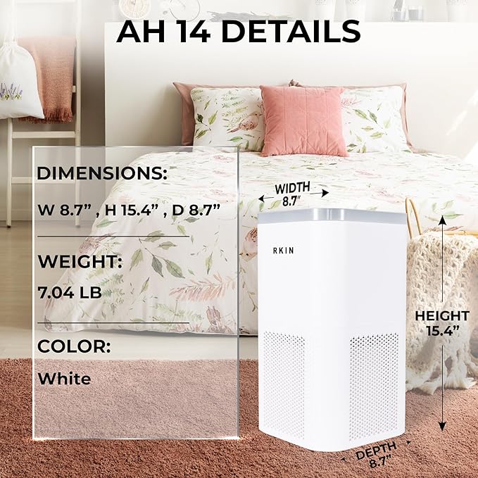 Smart Air Purifier – Large Room Air Purifier with PM2.5 Monitor, WiFi & App Control for Pet Hair, Odors, Pollen & Smoke for Home, Covers Up to 324 Ft², Auto, Turbo, and 29.5db Sleep modes