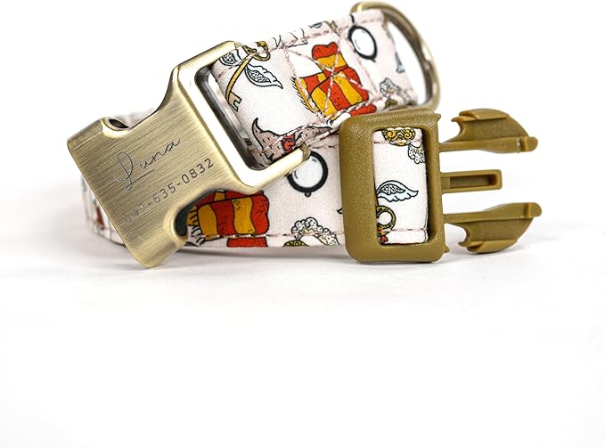 Personalized Dog Collar with Name and Phone Number Engraved,Adjustable Custom Puppy Collar,Organic Cotton Pet Collar for Small Medium Large Boy Girl Dogs