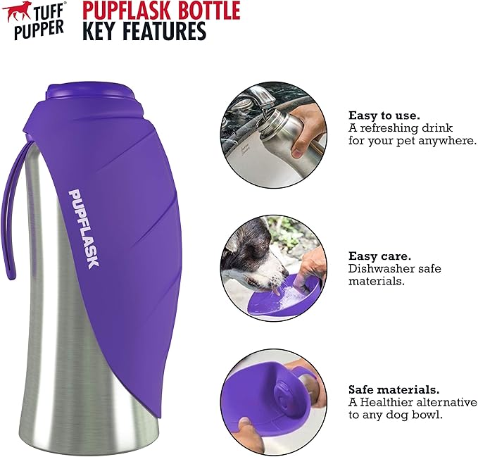 PupFlask Large Dog Water Bottle | 27 or 40 OZ Stainless Steel | Convenient Dog Drink Dispenser | Puppy Travel Water Bowl | Portable Pet Hydration Bottle | Leak Proof | Perfect Size For All Breeds