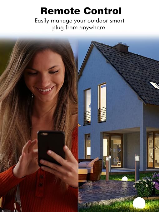 EIGHTREE Outdoor Smart Plug Waterproof IP44, Smart Outlet Plug with 2 Independently Controlled Outlets, Compatible with Alexa and Google Assistant, Voice & Remote Control, Timer&Schedule, 2.4GHz Only