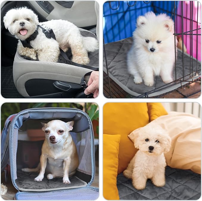 4 Pack Self Heating Cat Pad Self Warming Dog Mat Reflects Body Heat Extra Warm Thermal Pet Pad Washable Dog Cat Bed Crate Bed Mat Blanket(Gray,18 x 24 Inch)