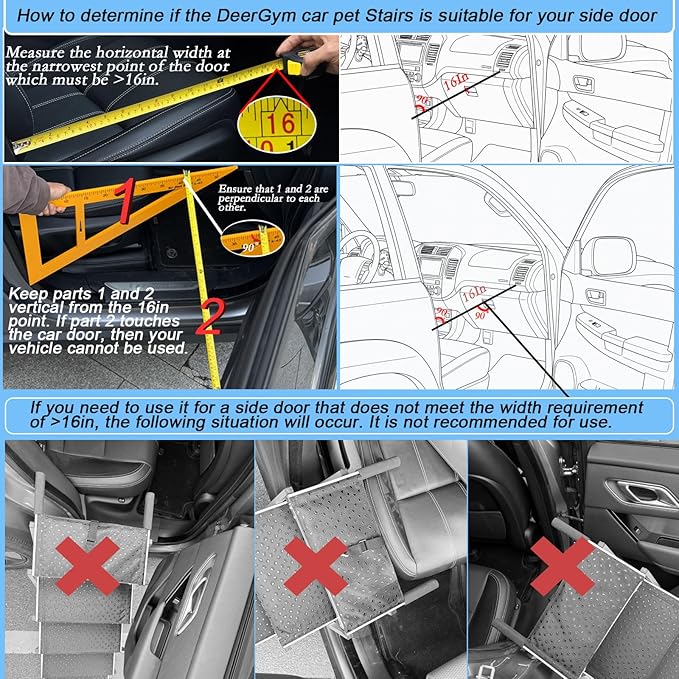 Dog Stairs for Large Dogs - 5 Step Wide 16in High 34in Foldable Dog Ramp for Car Non-Slip Surface Support up to 230lbs - Suitable for SUV,Truck, Sofas, Bed