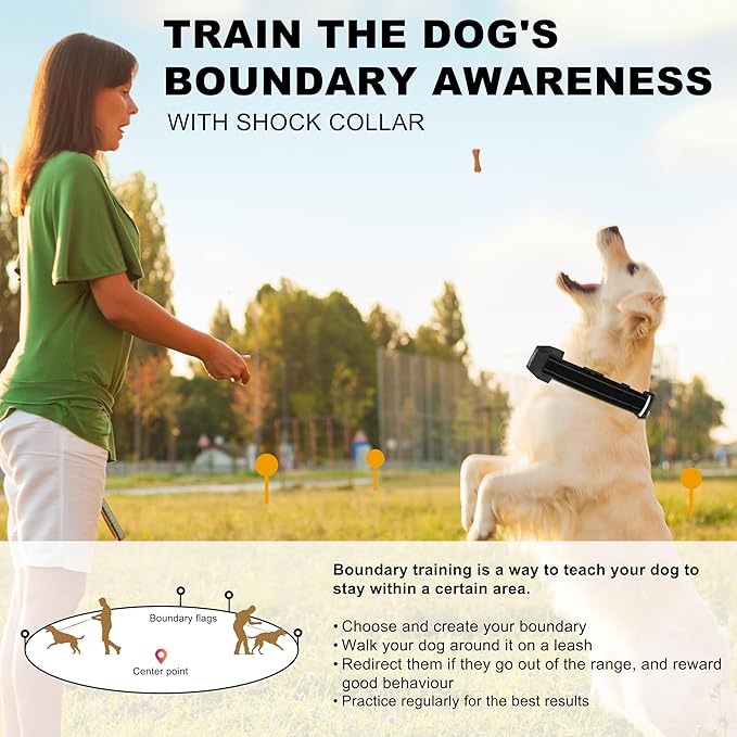 GPS Dog Collar Fence System, Fenceless Rechargeable Wireless Dog Fence for Yard, 30-1000ft Range, 3 Modes, GPS Shock Collar for Dogs with Boundary Training System, No Wire Needed, Easy Setup