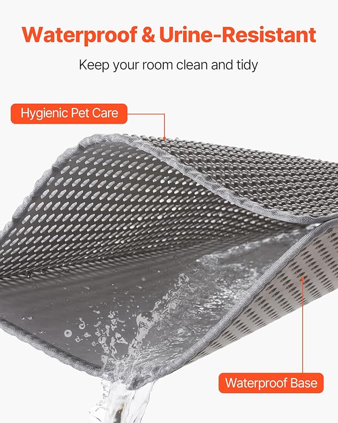 VEVOR Cat Litter Mat, 24 x 15 in, Double-Layer Litter Box Mat, Non-Slip & Urine-Proof Litter-Trapping Mats for Indoor Cats, Honeycomb Design, Soft on Paws, Washable Large Kitty Mats for Floor