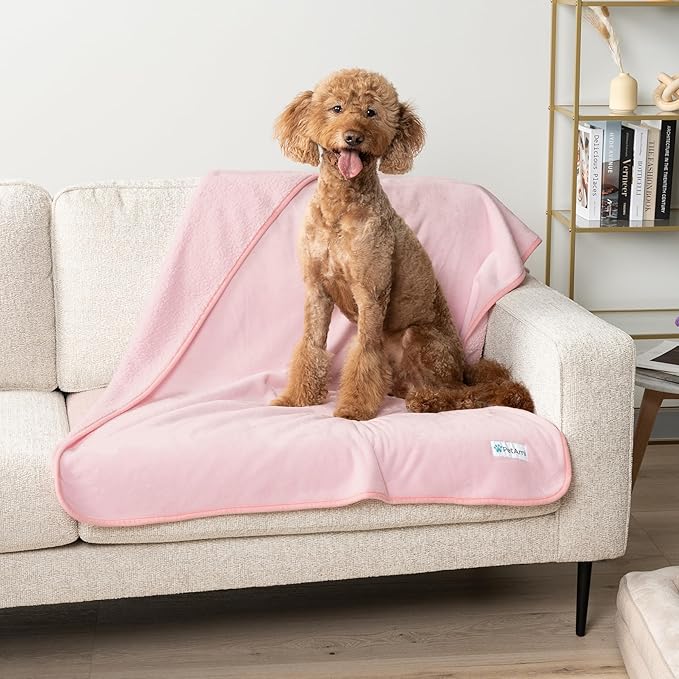 PetAmi Waterproof Dog Blanket for Small Medium Dogs, Pee Proof for Couch Bed, Reversible, Soft Fleece Washable, 29x40 Pink