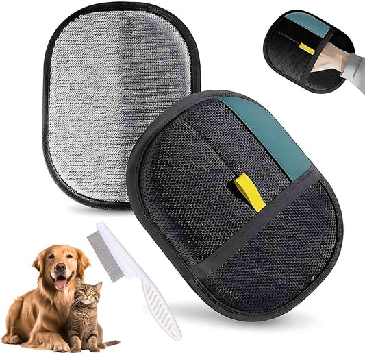 Pet Hair Removal Glove, Reusable Washable Deshedding Grooming Glove for Dogs & Cats, Electrostatic Lint Free Fur Remover Mitt for Furniture, Car Seats, Couch, Carpet, Bedding