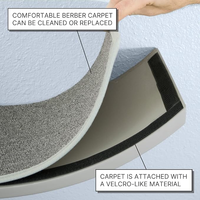 THE REFINED FELINE 60 Inch Lotus Branch Cat Shelf in White with Replaceable Carpet, Playing, Climbing, & Lounging Cat Shelves And Perches For Wall, Cat Hammock Bed Furniture for Large Cats