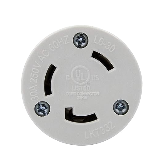 ENERLITES NEMA L6-30R Locking Connector for Generator, Twist Lock Female Plug, 30 Amp, 250 Volt, 2 Pole, 3 Wire Grounding, Industrial Grade, UL Listed, 66462-BK, Black