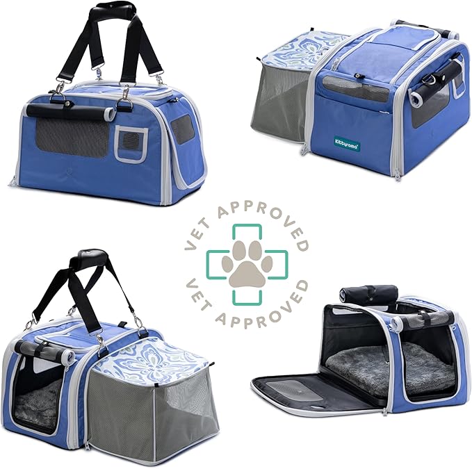 New Premium Soft-Sided 2-in-1 Kittyrama Cat Carrier & Home Hideaway – Vet-Recommended Calming Den, Dual-Use Lounge & Travel Carrier with SBS Zippers, Airline-Approved Under-Seat Fit