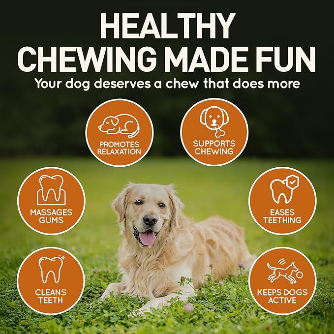 Wildfang® Leather Dog Toy, Large - Leather Bone for Teething Dog, Dental Toys for Puppies, Training for Chewing Muscles, Puppy Chew Bones for Light or Medium Chewers (for Dogs Over 33 lbs), Pack of 1