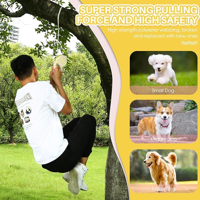 Upgraded Retractable Dog Leash with Chew Proof Cable and Poop Bag Dispenser, 16Ft Heavy Duty Dog Leash for Small Medium Large Dogs up to 120lbs, 360° No Tangle (Yellow)