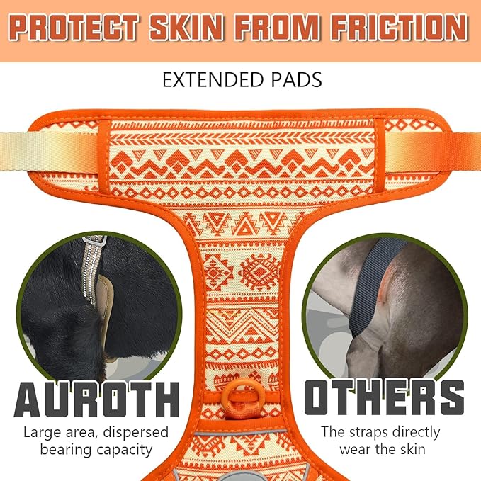 AUROTH Tactical Dog Harness for Large Dogs No Pull Adjustable Pet Harness Reflective K26 Working Training Easy Control Pet Vest Military Service Dog Harnesses