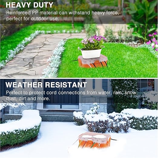 Flemoon Outdoor Electrical Box with Transparent Lid, IP54 Waterproof Box with Clear Cover for Photocell Light Sensor Timer, Power Strip, Outlet, Plug, Socket, Orange