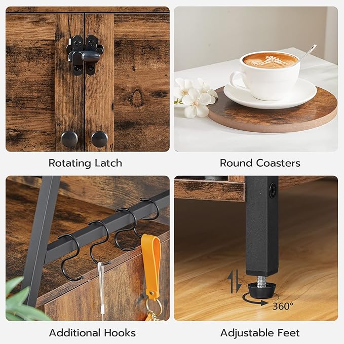 HOOBRO Litter Box Enclosure with 2 Storage Shelves, Tall Litter Box Furniture Hidden with Charging Station, Indoor Hidden Litter Box Furniture with Plush Mat, Rustic Brown and Black BF70UMW01