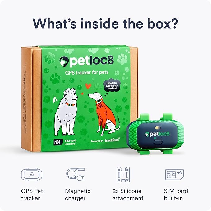 Dog GPS Tracker - Real-Time Location Tracking Device with App - Smart Alerts & Geo-Fence - Collar-Compatible, Waterproof - Long-Life Battery - 4G Built-in SIM - iOS & Android (Subscription Required)