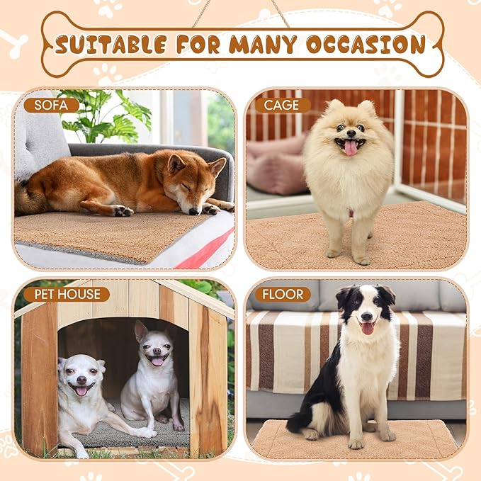 Novabright 3 Pack Self Warming Cat Bed 17x22 Inch Self Heating Dog Mat Reflects Body Heat Extra Warm Thermal Pet Pad Washable Cat Dog Bed for Outdoor Indoor Large Kittens Puppy(Grey/Camel)