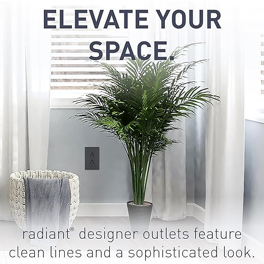 Legrand radiant 885TRGCC12 15 Amp Tamper Resistant Decorator Duplex Outlet, Side Wire or Push Wire, Graphite (1 Count)