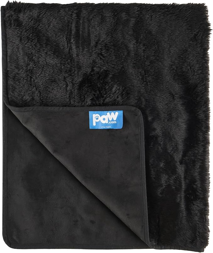 PupProtector Waterproof Throw Blanket for Dogs and Cats, Pet Blanket Cover for Couches, Sofas, Beds, Car Seats, Furniture, Calming Soft Faux Fur, Midnight Black, Large (80" L x 62" W)