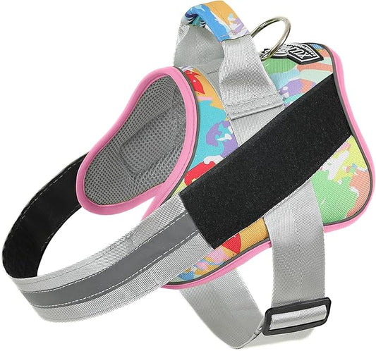 Bolux Dog Harness, No-Pull Reflective Dog Vest, Breathable Adjustable Pet Harness with Handle for Outdoor Walking - No More Pulling, Tugging or Choking (Large (Pack of 1), OilPainting)