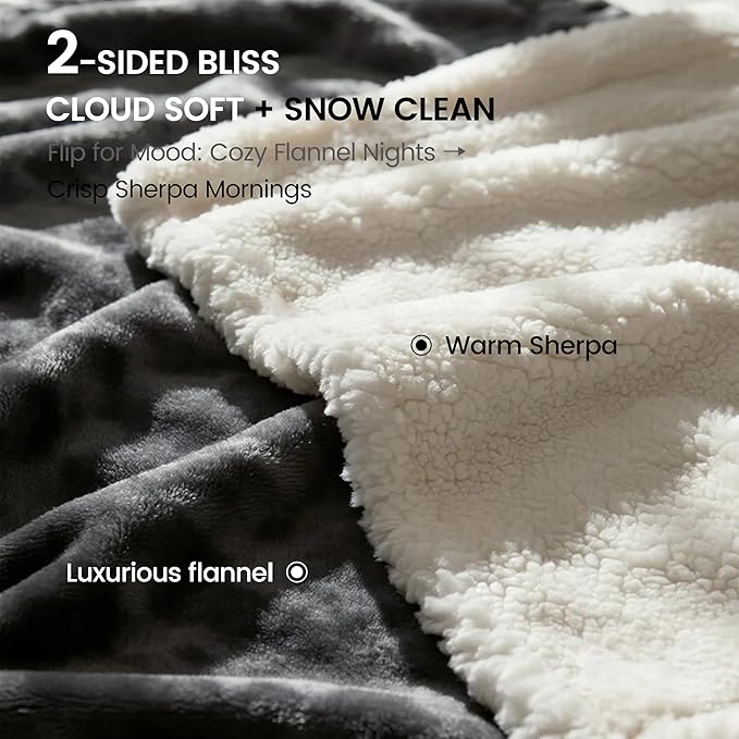 gogobunny Waterproof Bed Blanket, Reversible Sherpa Fleece Throw Blanket for Dog Puppy Cat, Furniture Cover Protects Bed Couch Sofa from Liquid Pee and Pet Fur (Dark Grey, 90x90 inches)