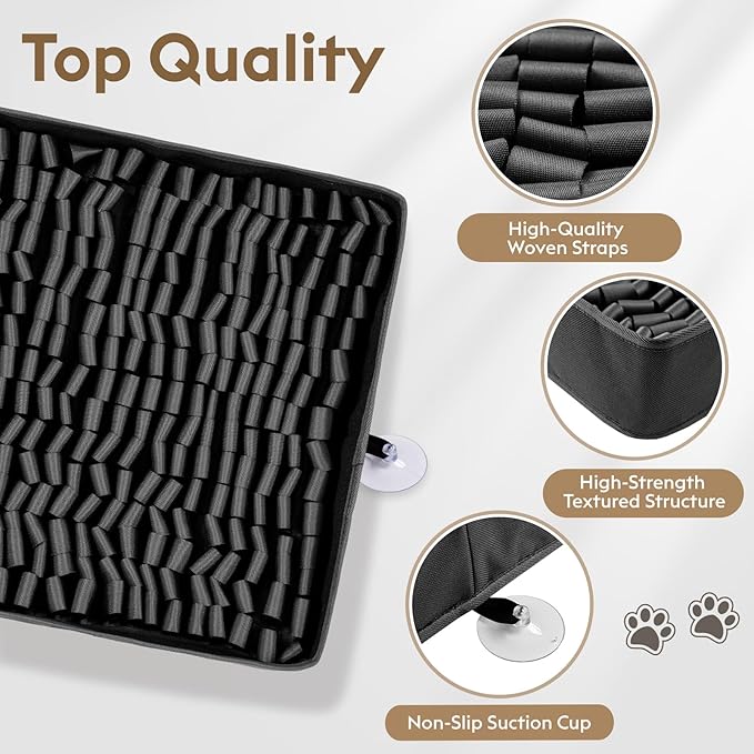 Snuffle Mat for Dogs, Dog Puzzle Mat, Interactive Dog Toys for Enrichment,Sniff Mats with Non-Slip Backing,Suitable for Breeds and Sizes of Dogs (Black, 17" X 15")