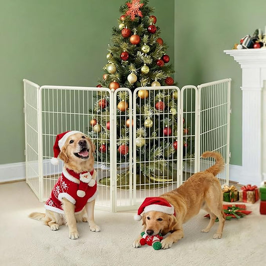 FXW Dog Gate Extra Wide Designed for Indoor Use, Adjustable Width Up to 111-inch Wide (40" H 4 Wire Panels for Medium and Large Dogs), White