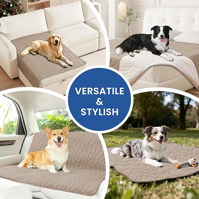 Waterproof Couch Covers for Pets, Waterproof Dog Bed Cover, Anti-Slip Soft Dog Blankets, Couch Cover for Dogs Washable, Pet Blanket for Puppy Large Dogs Cat (30x53 Inch, Khaki)