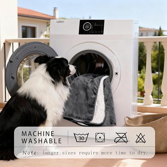 Smiry Waterproof Dog Bed Blanket, Leakproof Pet Throw Blanket for Bed Couch Sofa, Reversible Sherpa Fleece Furniture Protector Cover for Small Medium Large Dogs Cats (Dark Grey, 60x80 inches)