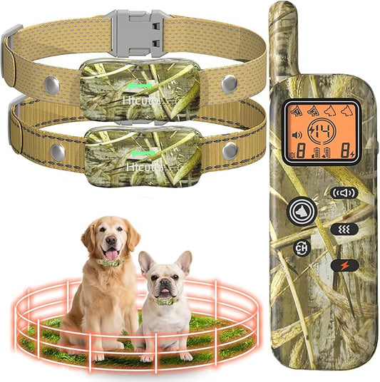 Wireless Dog Fence System for 2 Dogs Electric Fences for Dogs Training Collar with Remote Shock Collar for Dogs Ultrasonic Trainer Portable Outdoor Safe Pet Containment System with 2 Collars