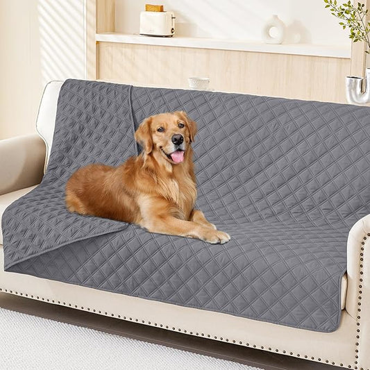 Smiry Waterproof Dog Bed Cover Pet Blanket, Soft Washable Dog Blanket for Furniture Bed Couch Sofa Reversible, Checkered (52"x82", Grey/Grey)