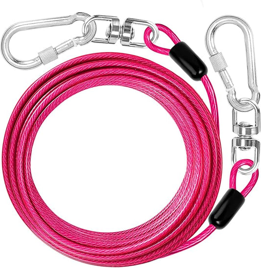 jenico Dog Tie Out Cable: 10 ft Dog Lead for Yard - Heavy Duty Chain Leash Outside for Small Large Dogs Up to 500 lbs - Outdoor Dog Runner Tether