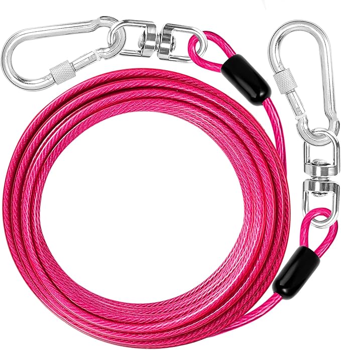 jenico Dog Tie Out Cable: 25ft Dog Lead for Yard - Heavy Duty Chain Leash Outside for Small Large Dogs Up to 500 lbs - Outdoor Dog Runner Tether