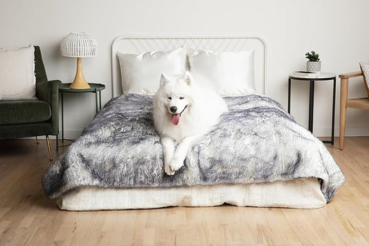 PupProtector Luxe Waterproof Throw Blanket for Dogs and Cats, Pet Blanket Cover for Couches, Sofas, Beds, Car Seats, Furniture, Calming Soft Faux Fur, Arctic Fox, Large (80" L x 62" W)