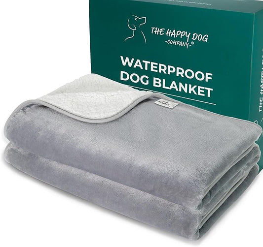100% Waterproof Dog Blankets for Extra Large Dogs - Soft Fleece Washable Dog Blankets for Couch Protection, Pet Blankets for Bed/Couch, Reversible Fluffy Furniture Protector, 47"x57", Gray/White