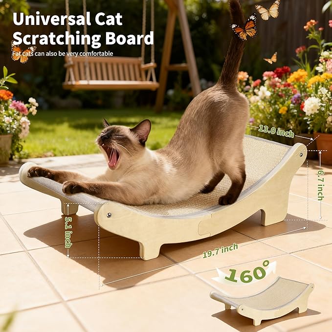 HOTEAGLE Sisal Cat Scratcher Pad Indoor -Natural Cat Hammock for Scratching and Lounging, Durable Wooden Cat Bed Ideal for Large/Small Cats