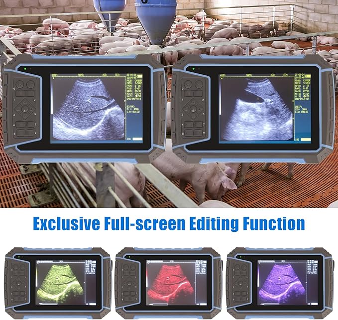 2025 Upgraded Portable Vet Handheld Scanner for Pregnancy - with 6.5MHz Rector Probe & 5.7" LED Display, Pet Veterinary Ultrasound Machine for Cattle, Horse, Pigs, Sheep, Cats, Dogs, Rabbit, Fish