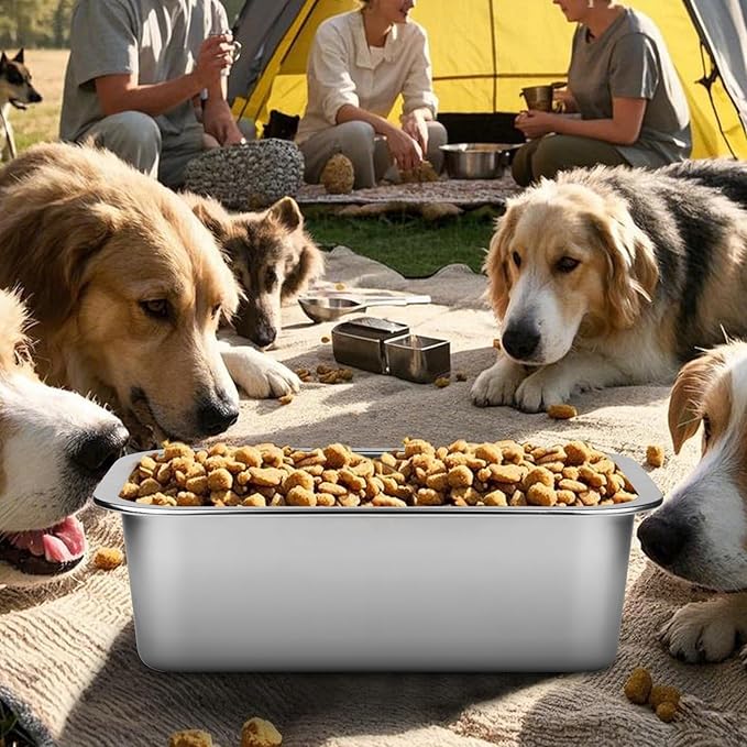 Ohtomber Stainless Steel Dog Bowl - 2.65 Gallons Metal Large Pet Dog Water & Food Bowl, Outdoor Feeder Water Trough Dish Plate for Cat, Big, Extra Large Breed