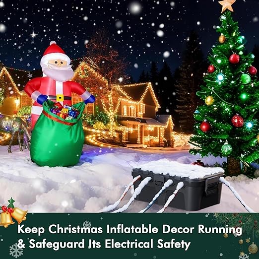 Flemoon Large Outdoor Electrical Box (12.5 x 8.5 x 5 inch), IP54 Waterproof Extension Cord Cover Weatherproof, Protect Outlet, Plug, Socket, Timer, Power Strip, Holiday Light Decoration, Black