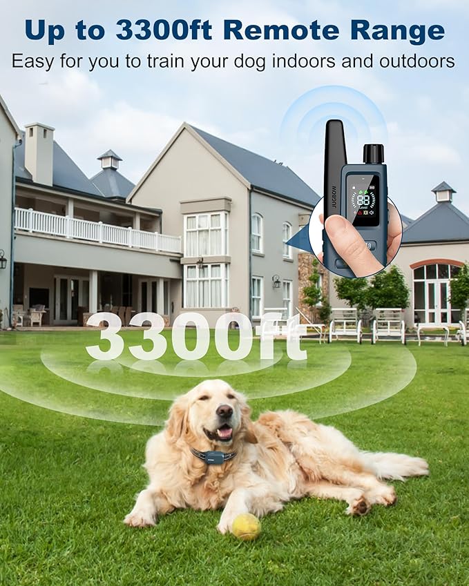 Jugbow Dog Shock Collar - 4200FT Dog Training Collar with Remote, IPX8 Waterproof Electric Dog Collar with 4 Training Modes, Security Lock, Rechargeable eCollar for 10-120lbs Dogs(DBU)