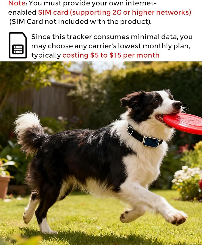 Smart GPS Dog Tracker, Live Pet Tracker, Virtual Fence, 10-Day Battery Life, Tensile Dog Collar, IP67 Water-Resistant, Easy Operation via Proprietary APP, Anti-Lost Tracking Device
