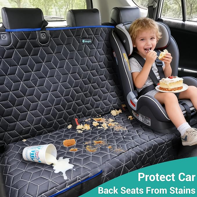 Back Seat Cover for Dogs, Washable Bench Seat Covers for Trucks,Dog Car Seat Covers for Ford f150/Ram1500/Nissan Frontier/Toyota Tacoma/GMC Canyon/Silverado (Blue)