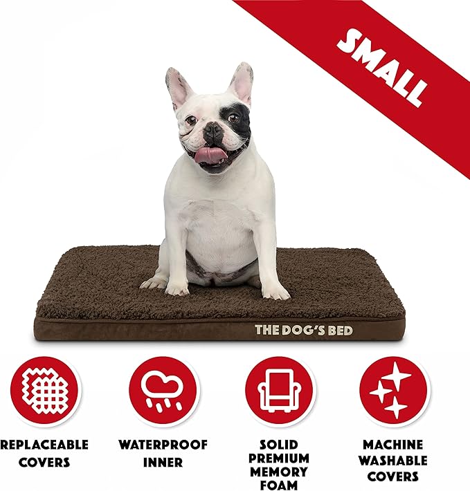 The Dog’s Bed Orthopedic Memory Foam Dog Bed, Small Brown Plush, Pain Relief for Arthritis, Hip & Elbow Dysplasia, Post Surgery, Lameness, Supportive, Waterproof Washable Cover, Veterinary Approved