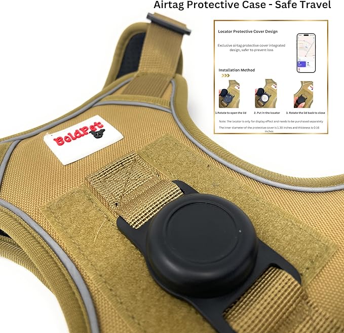 Dog Harness with Airtag Holder and Leash Set-Premium Oxford Breathable Material- Durable Reflective Airtag Dog Harness and Leash Set for Small, Medium, Large and X Large Dogs