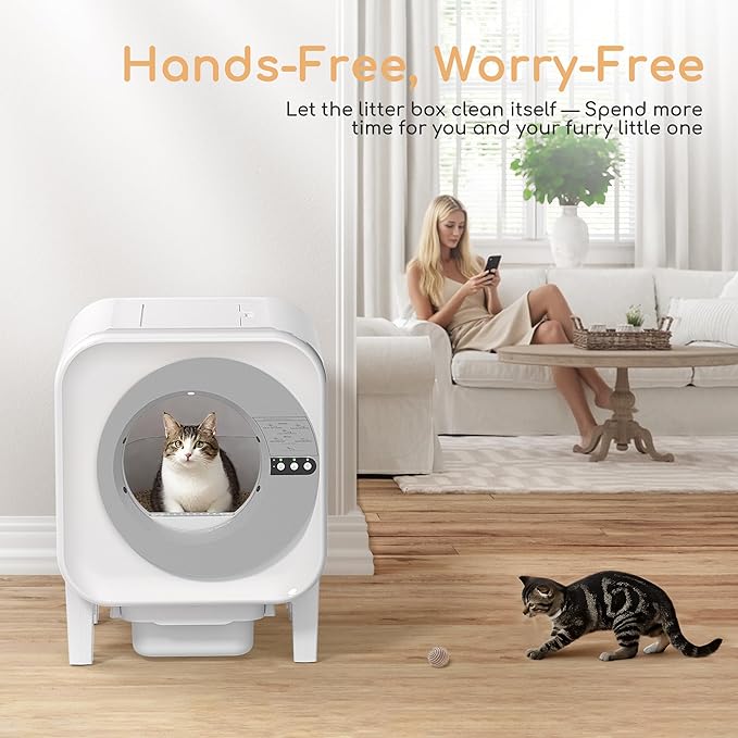 MICDAY Self Cleaning Litter Box, Automatic Litter Box Self Cleaning with APP Control Dynamic Monitoring,75L Litter Robot Dual Sensor Safety Protection, Odor Control System