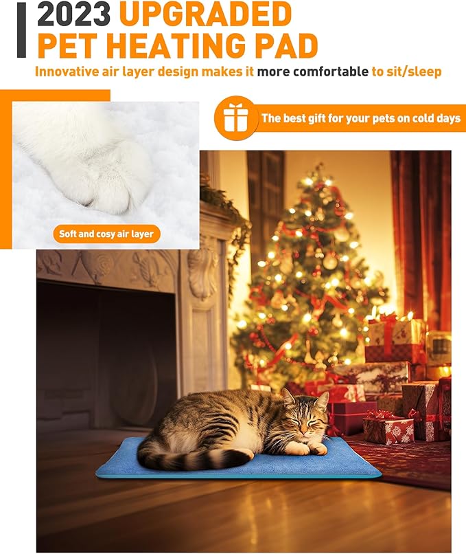 PETNF Pet Heating Pad Temperature Adjustment Cat Dog Heating Pad Anti-bite Puppy with Timer Indoor Waterproof Pet Warming Electric Heated Bed Mat Dog